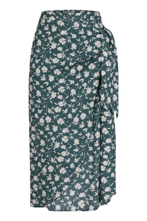  YANDAN BAĞLAMALI ÇİÇEK DESENLİ MİDİ ETEK