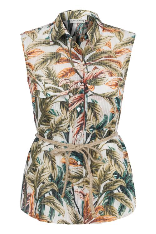  HASIR KEMER DETAYLI FLORAL GÖMLEK