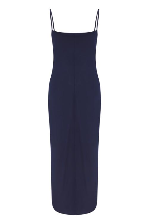  DEGAJE YAKA MİDİ ELBİSE