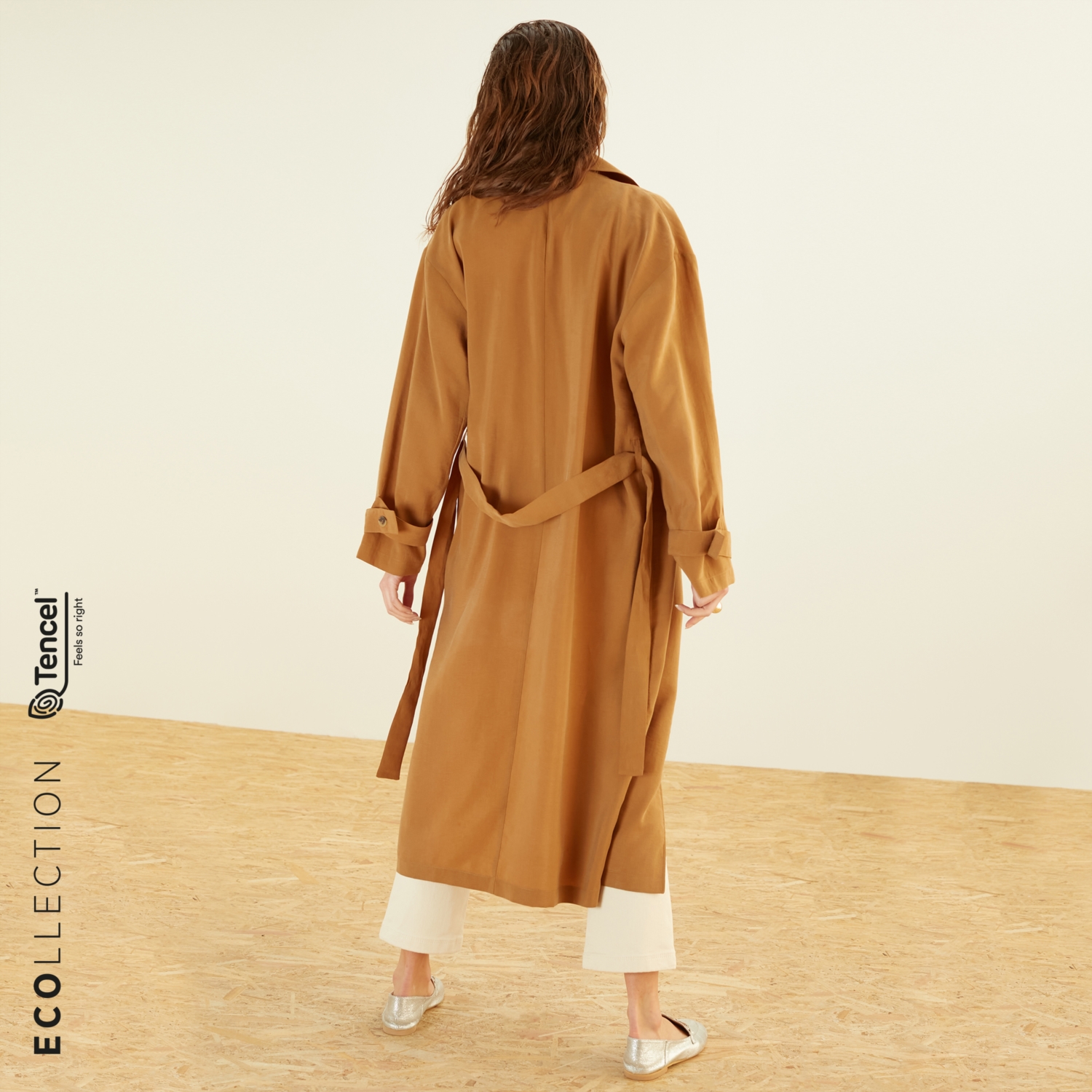 KUŞAKLI KOL DETAYLI İNCE TRENÇKOT TENCEL