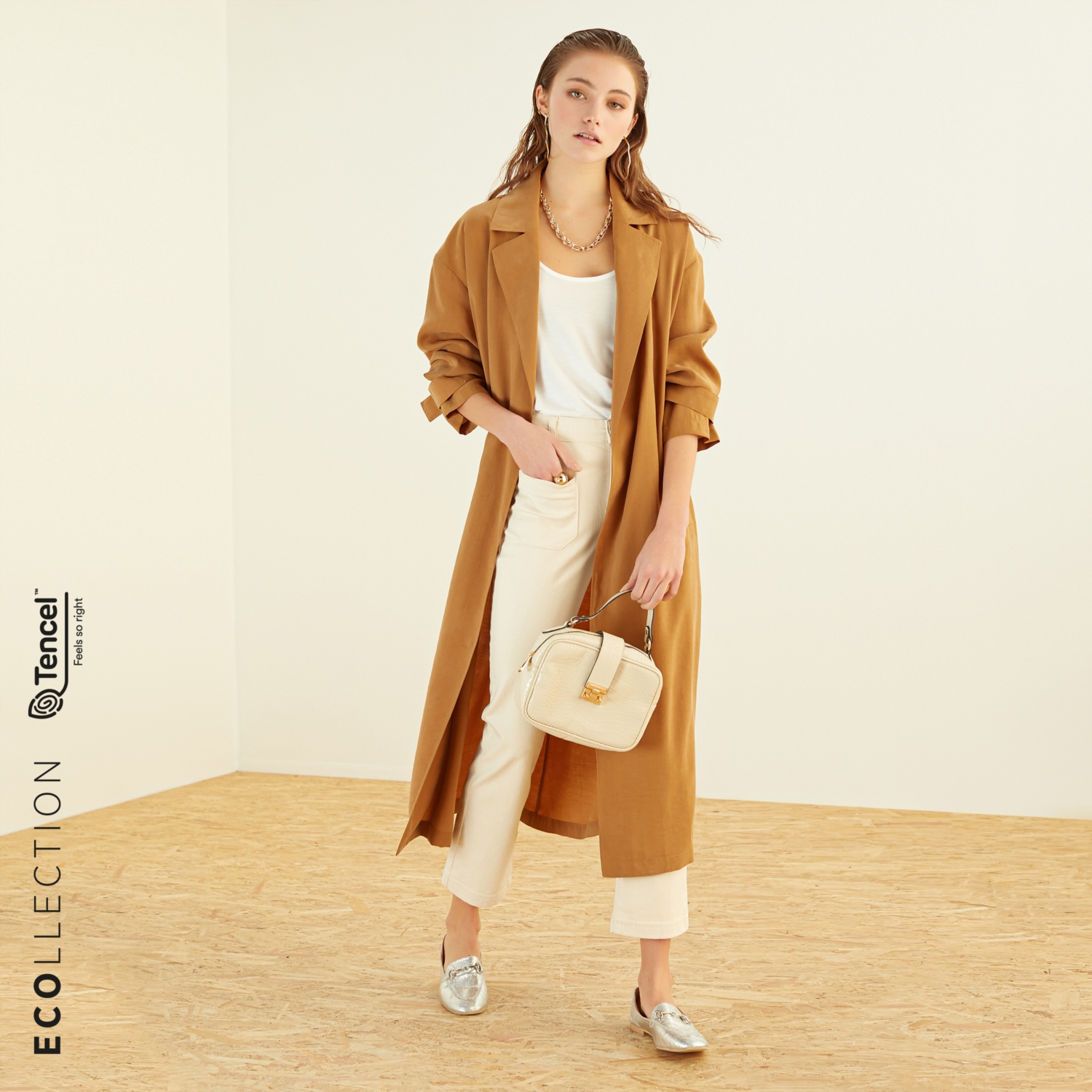 KUŞAKLI KOL DETAYLI İNCE TRENÇKOT TENCEL