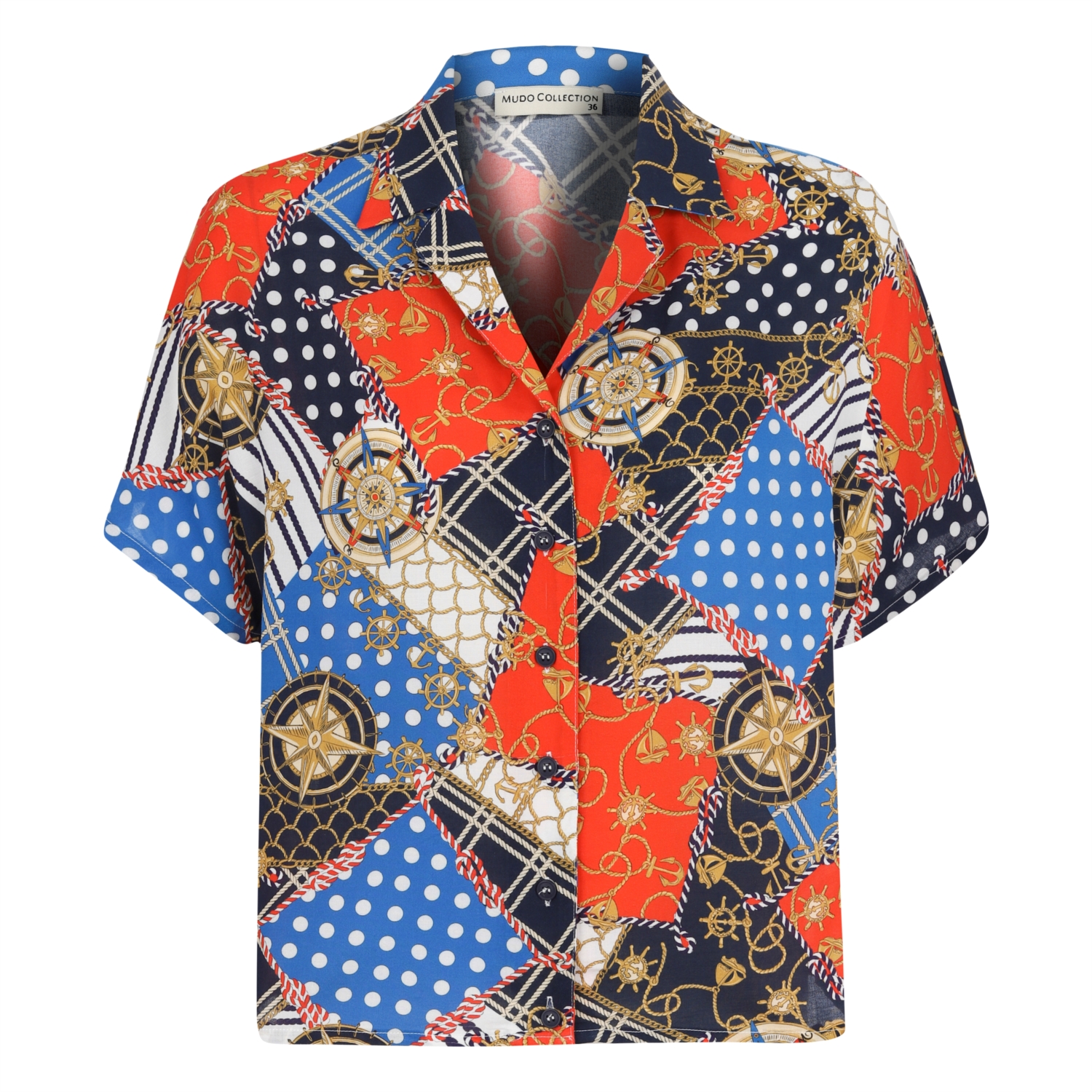 VİSKOZ MARİN DESENLİ REGULAR GÖMLEK