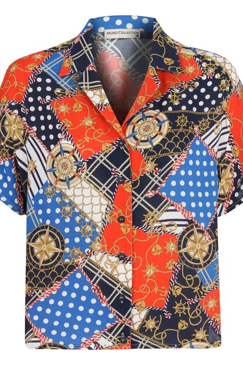  VİSKOZ MARİN DESENLİ REGULAR GÖMLEK