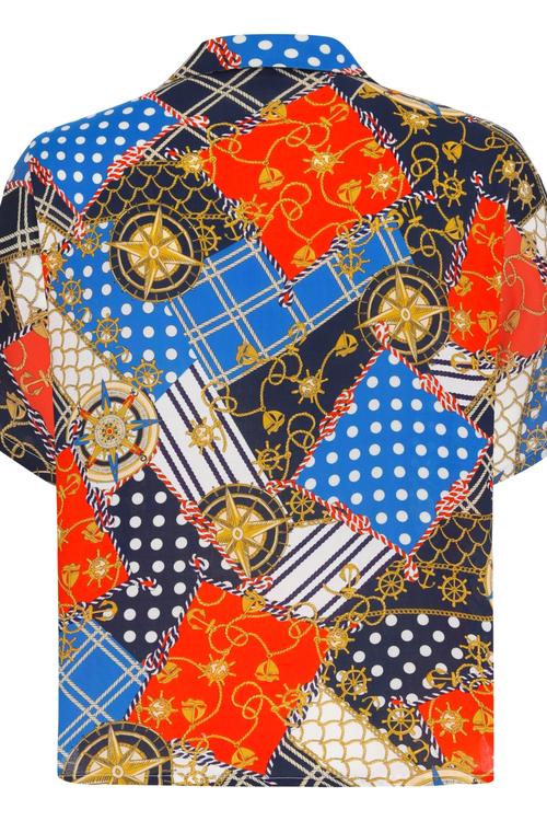  VİSKOZ MARİN DESENLİ REGULAR GÖMLEK