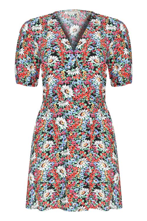  BALON KOL FLORAL MİNİ ELBİSE