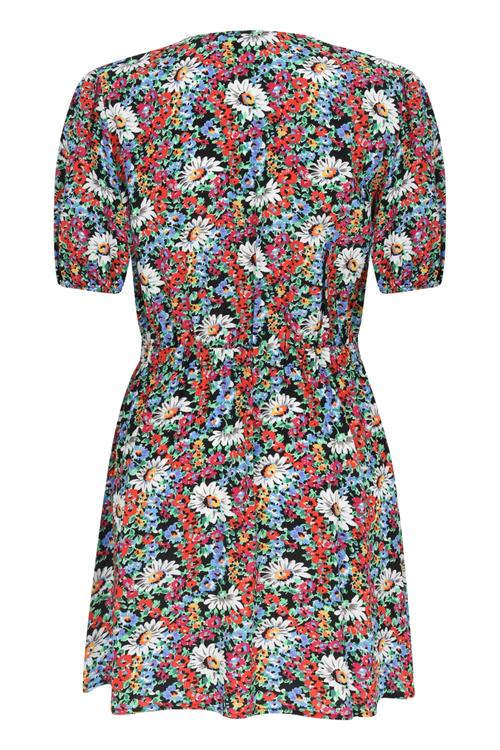  BALON KOL FLORAL MİNİ ELBİSE