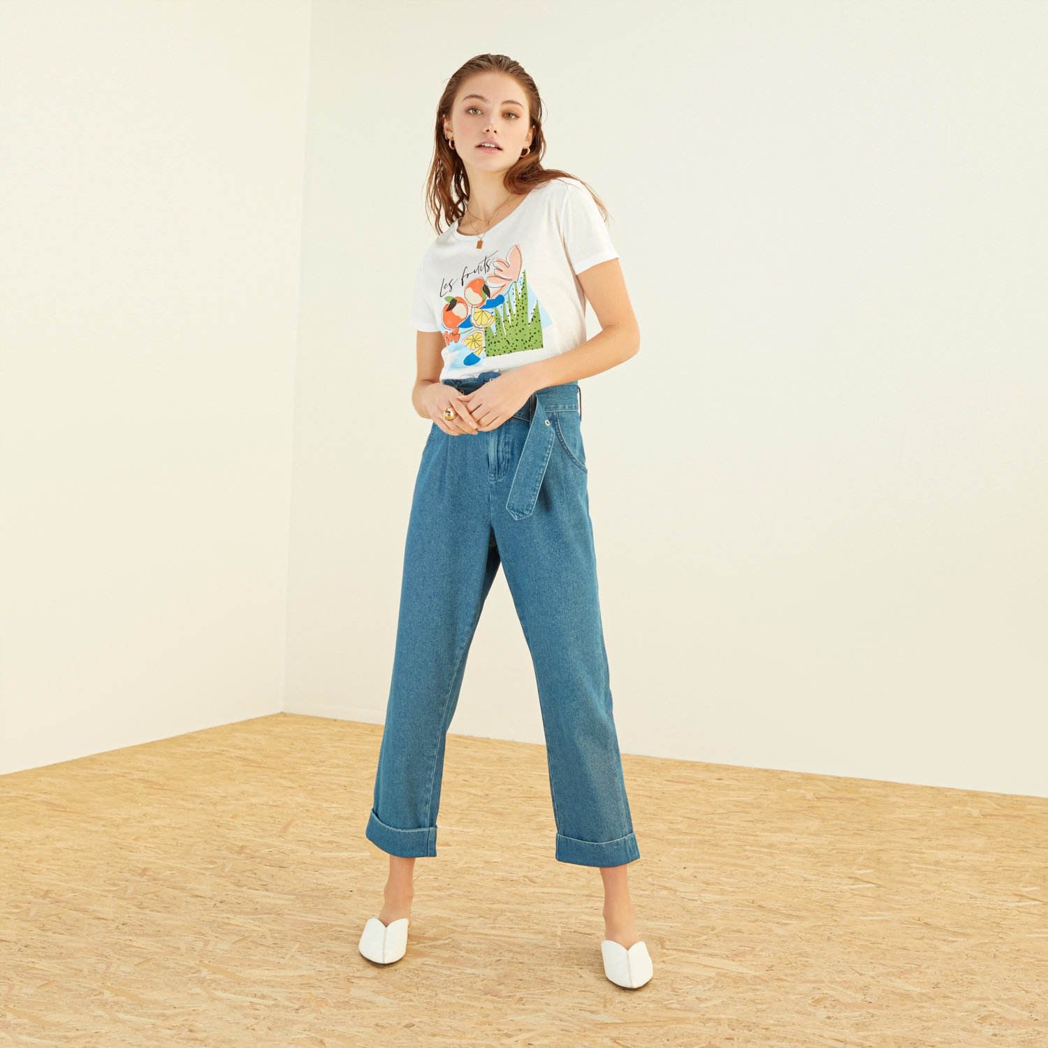 BİSİKLET YAKA BASKILI PAMUK T-SHIRT