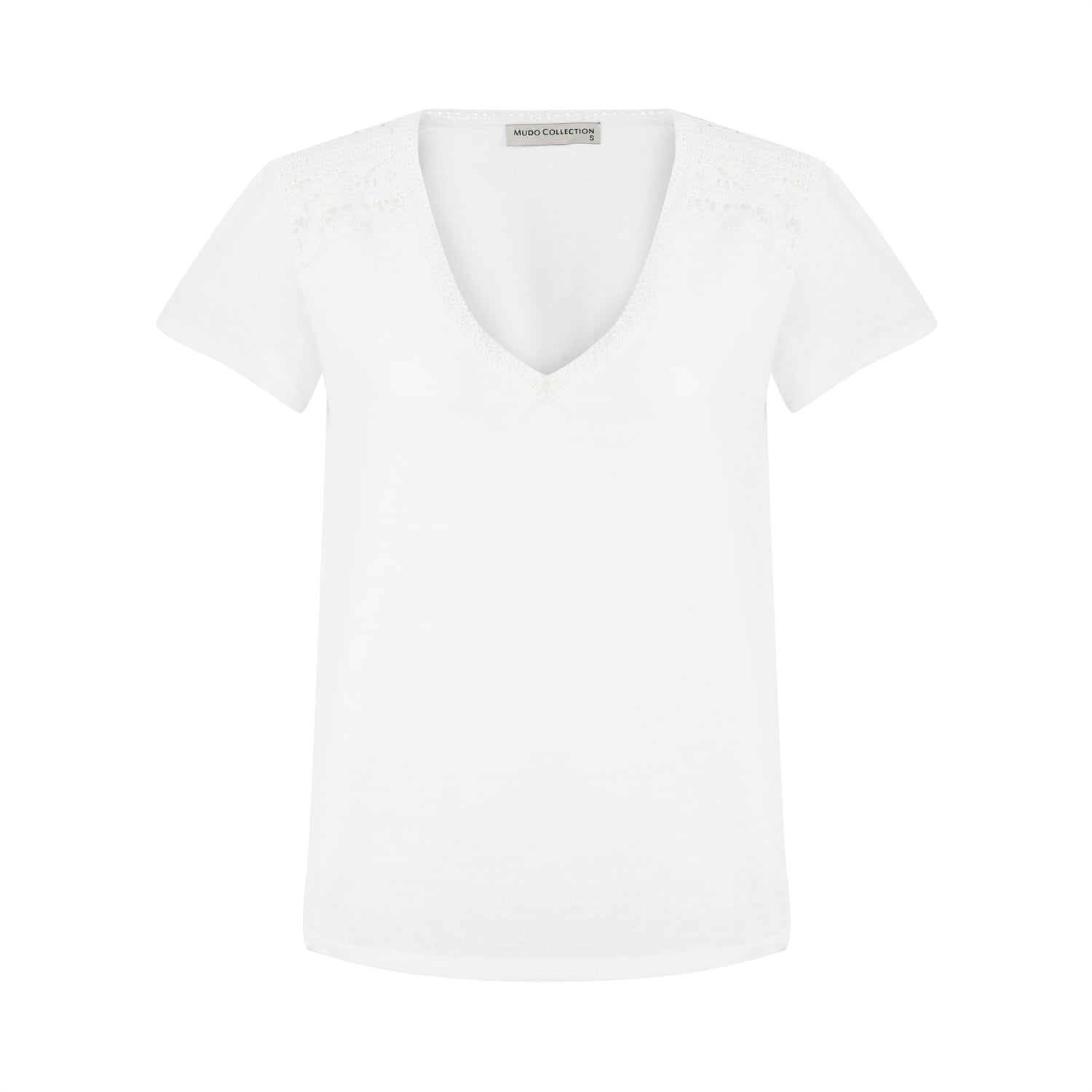 OMUZLARI DANTELLİ T-SHIRT