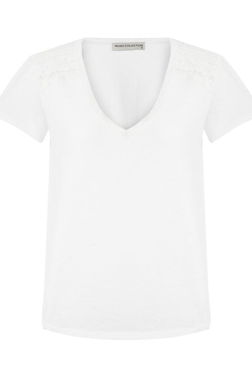  OMUZLARI DANTELLİ T-SHIRT