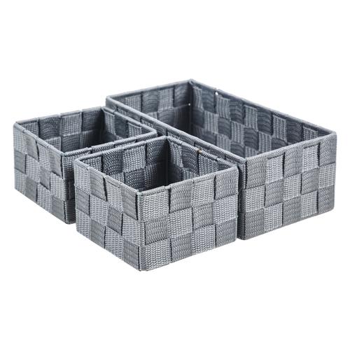  ORGANİZER 3'LÜ SEPET SETİ GRİ 26-12 CM