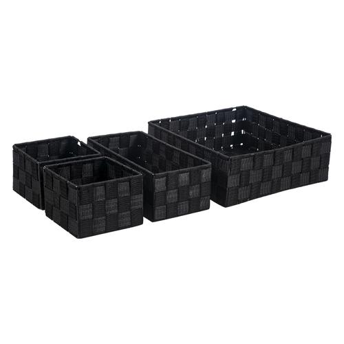  ORGANİZER 4'LÜ SEPET SETİ SİYAH 28-26-13 CM