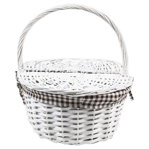  BEYAZ HASIR PİKNİK SEPETİ 45X35 CM