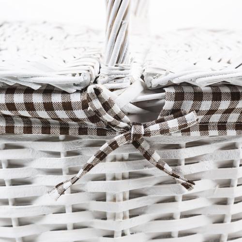  BEYAZ HASIR PİKNİK SEPETİ 45X35 CM