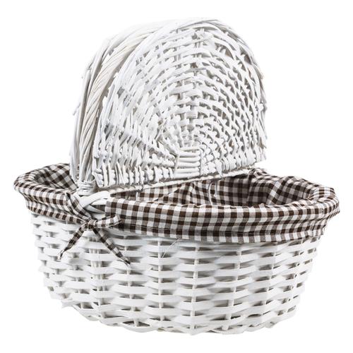  BEYAZ HASIR PİKNİK SEPETİ 45X35 CM