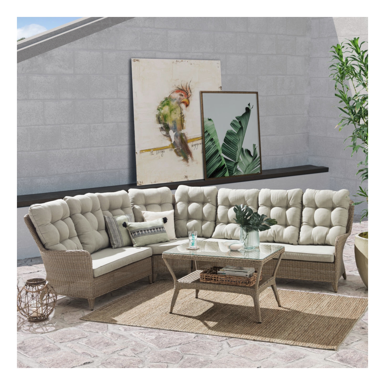 KINGSLEY RATTAN KÖŞE SETİ BEJ