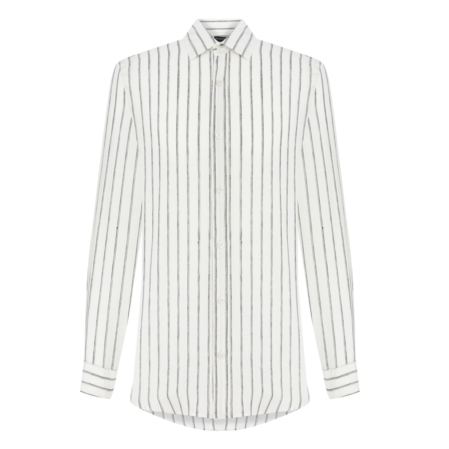 REGULAR KESİM ÇİZGİLİ KETEN GÖMLEK