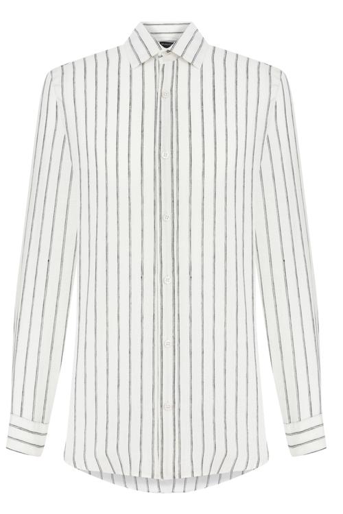  REGULAR KESİM ÇİZGİLİ KETEN GÖMLEK