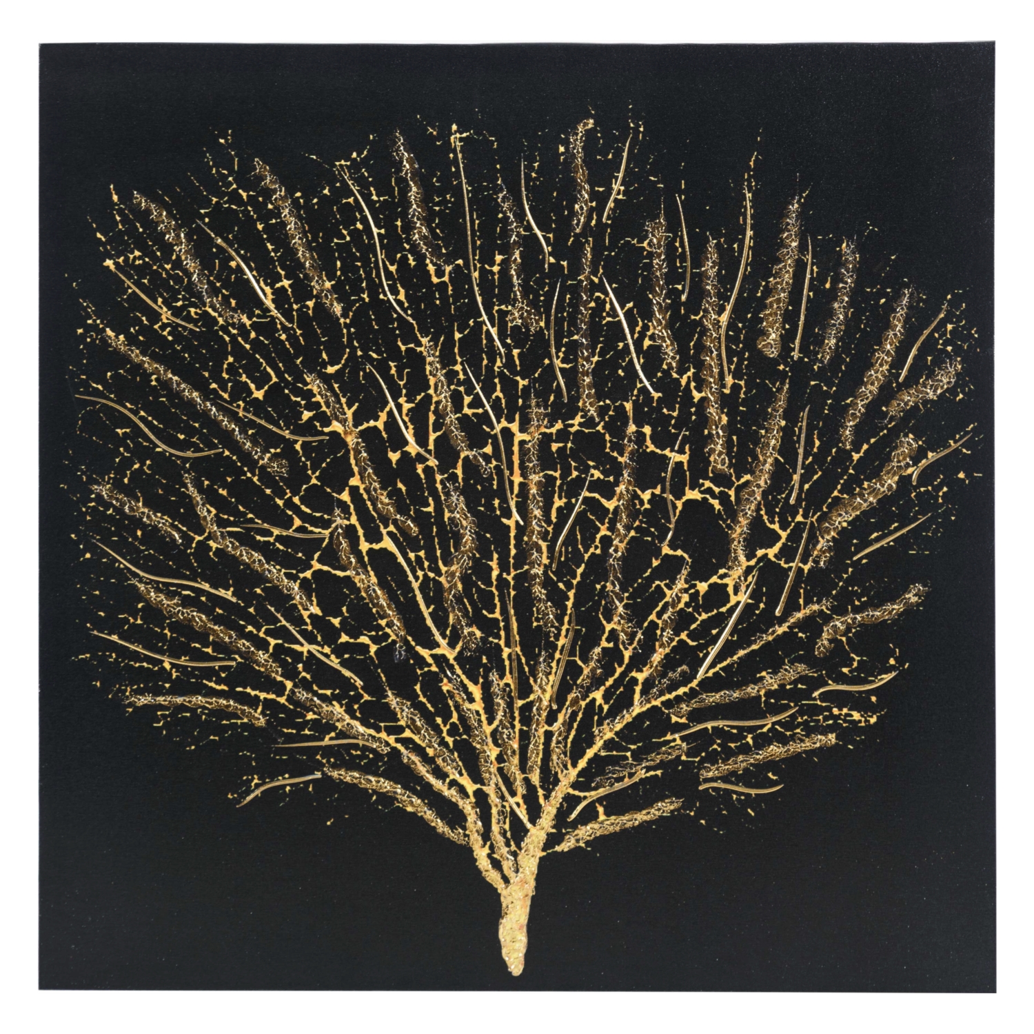 SHINY TREE BLACK KABARTMA KANVAS TABLO 80X80 CM