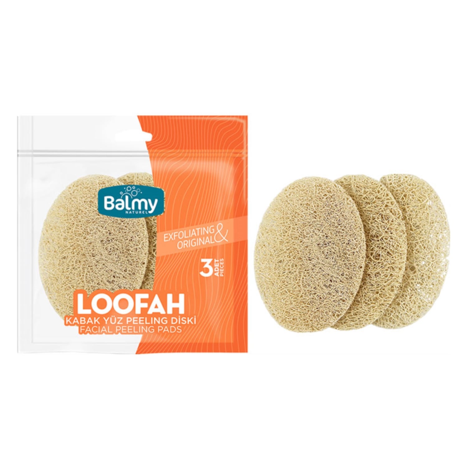 LOOFAH KABAK YÜZ PEELING DİSK (3'LÜ PAKET)