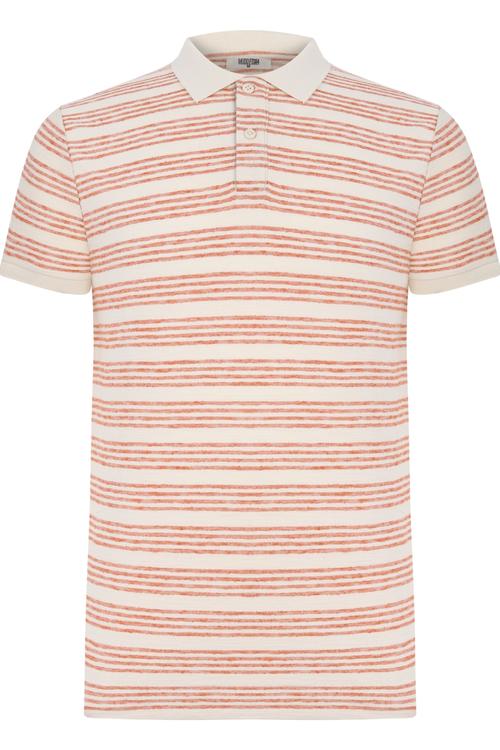  POLO YAKA ÇİZGİLİ PAMUK - KETEN T-SHIRT