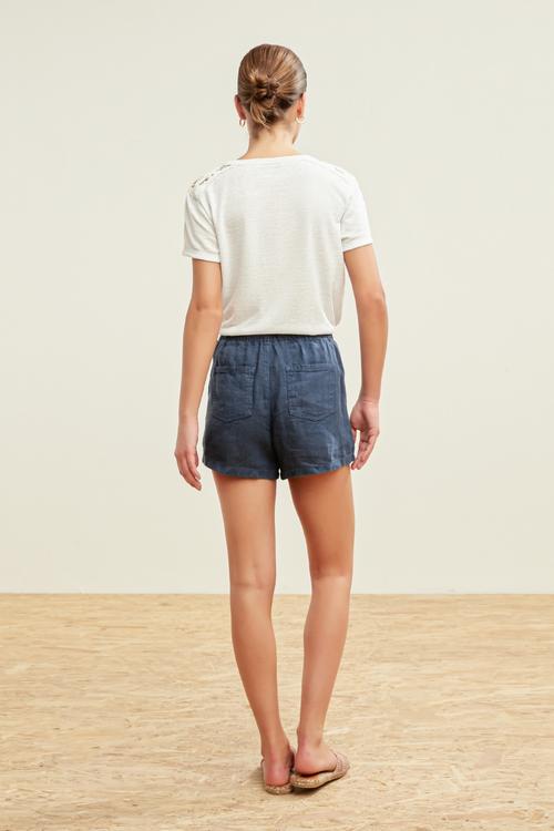  OMUZLARI DANTELLİ T-SHIRT