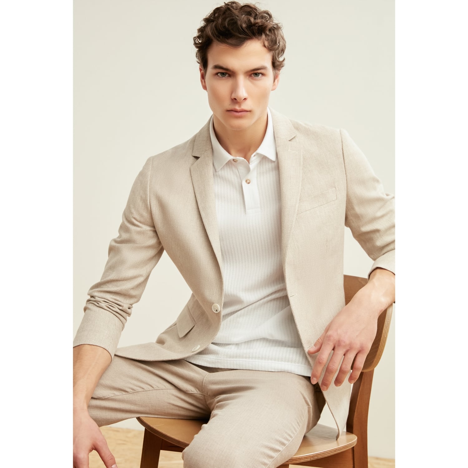 SLIM FIT KETEN BLAZER CEKET