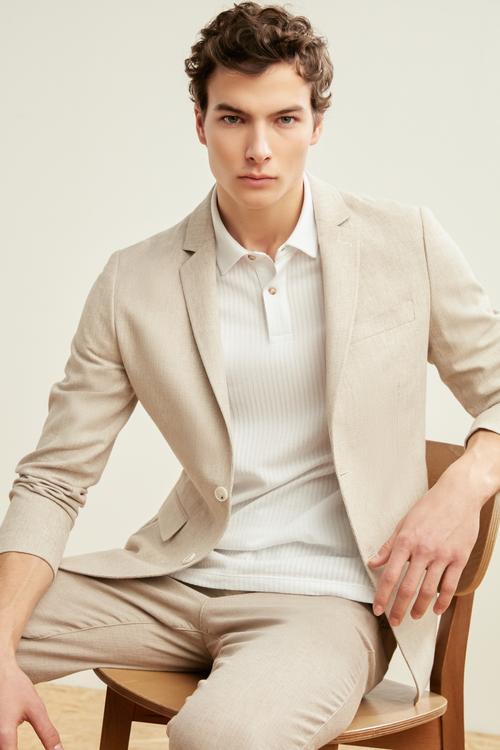  SLIM FIT KETEN BLAZER CEKET