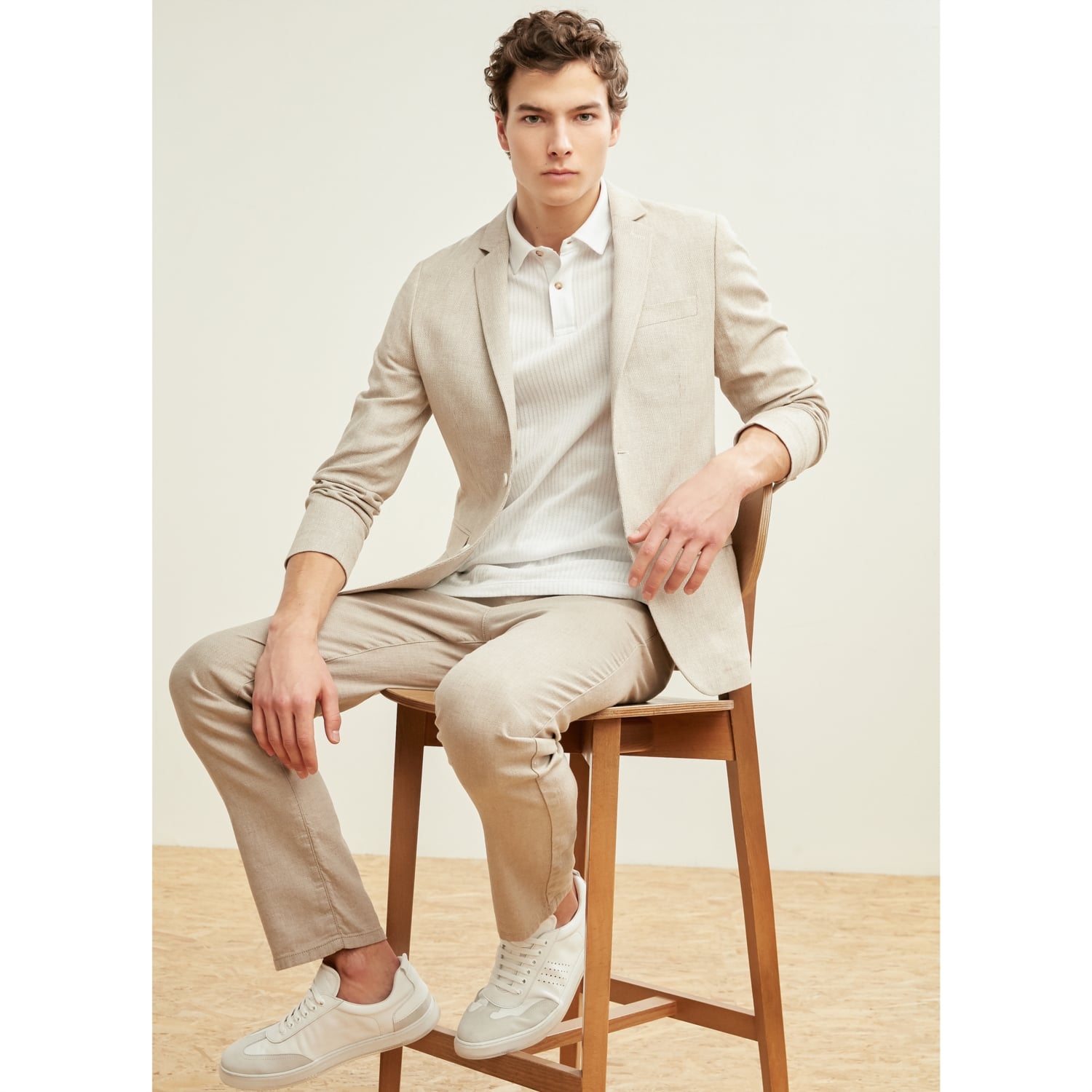 SLIM FIT KETEN BLAZER CEKET