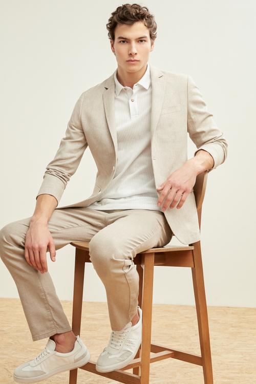  SLIM FIT KETEN BLAZER CEKET