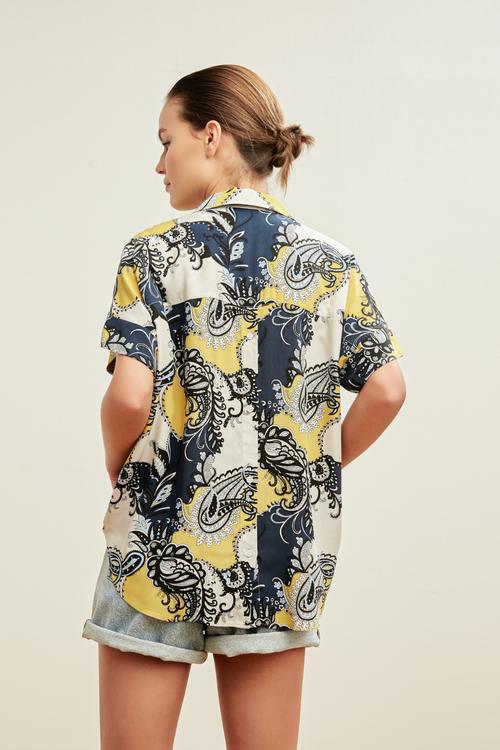  ŞAL DESENLİ VİSKOZ BLUZ