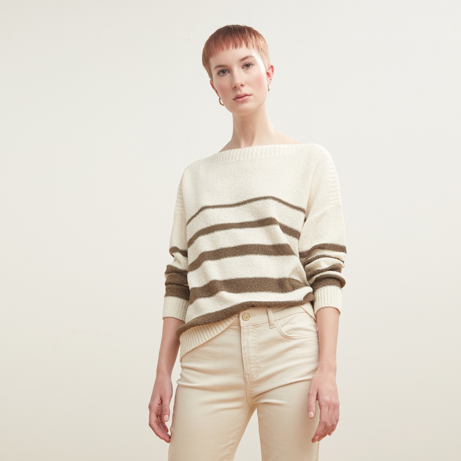 KAYIK YAKA ÇİZGİLİ TRİKO KAZAK