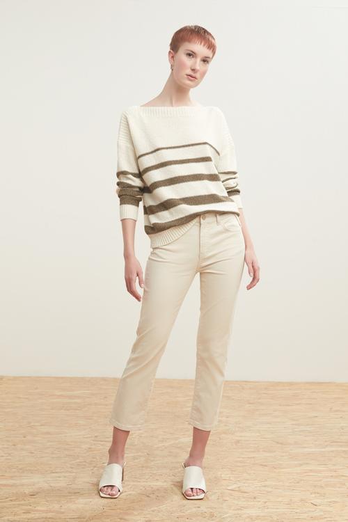  KAYIK YAKA ÇİZGİLİ TRİKO KAZAK