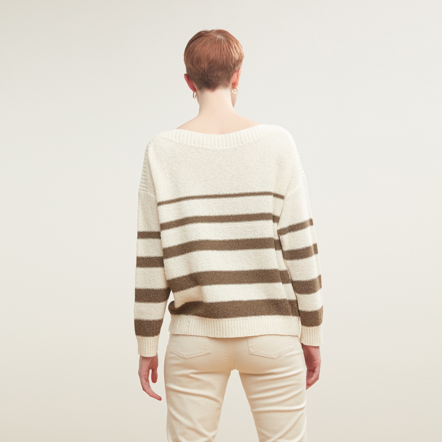 KAYIK YAKA ÇİZGİLİ TRİKO KAZAK