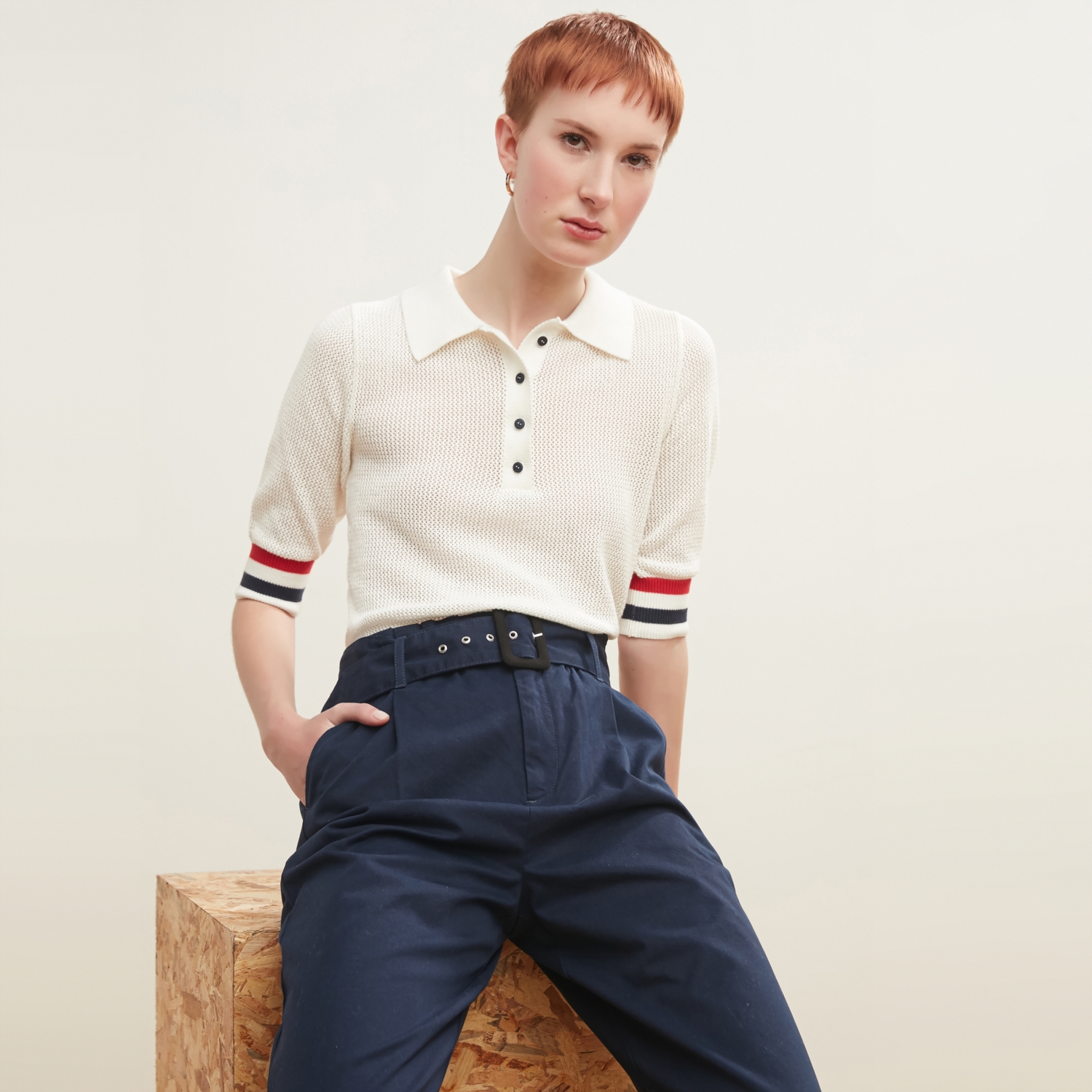 POLO YAKA PAMUK FİLE KAZAK