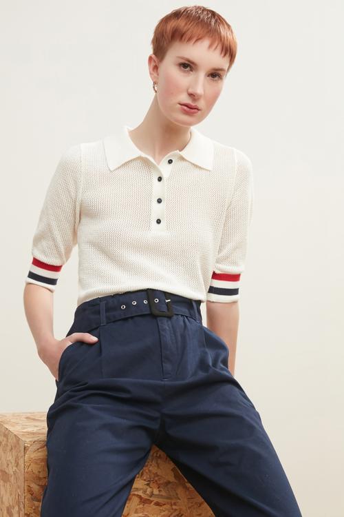  POLO YAKA PAMUK FİLE KAZAK