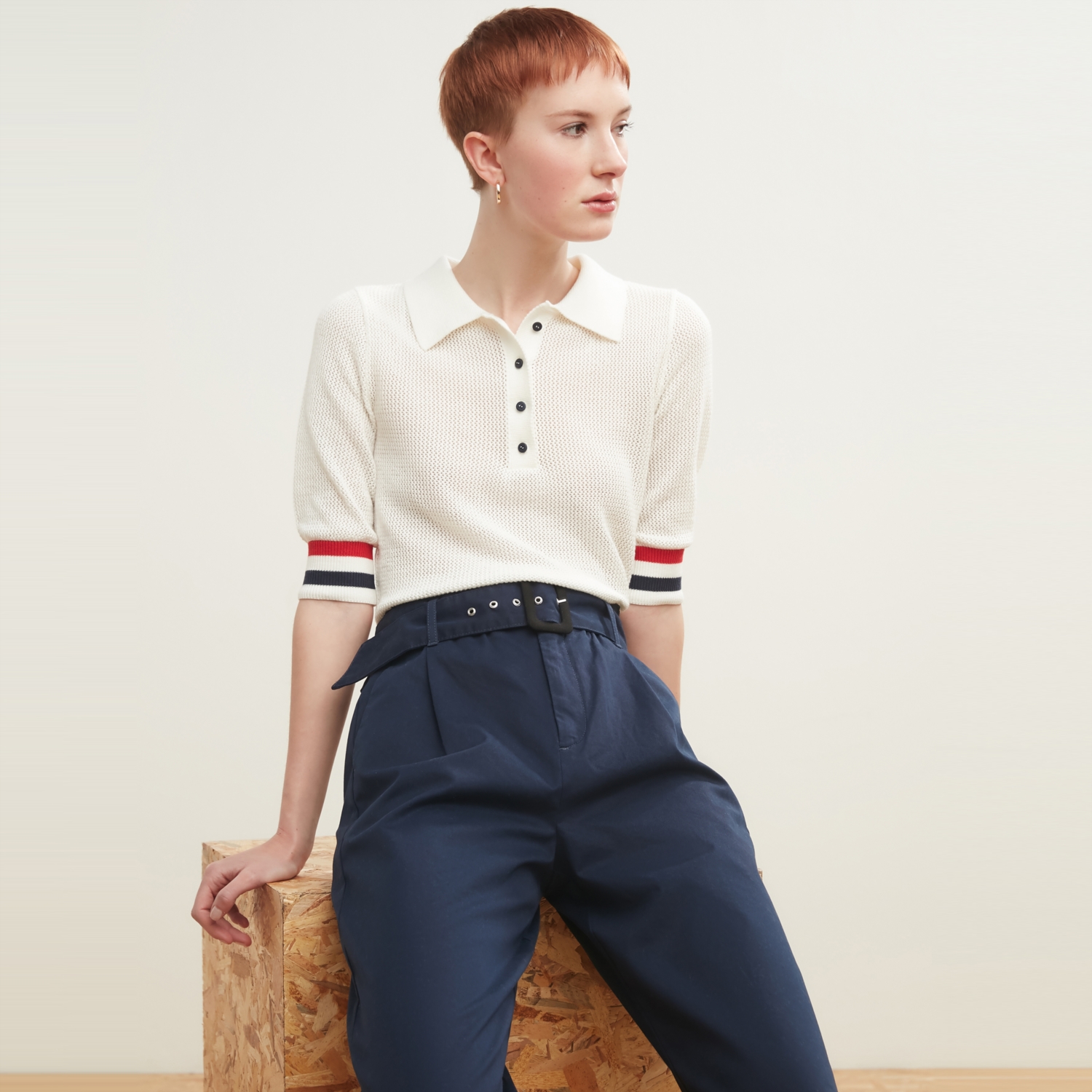 POLO YAKA PAMUK FİLE KAZAK