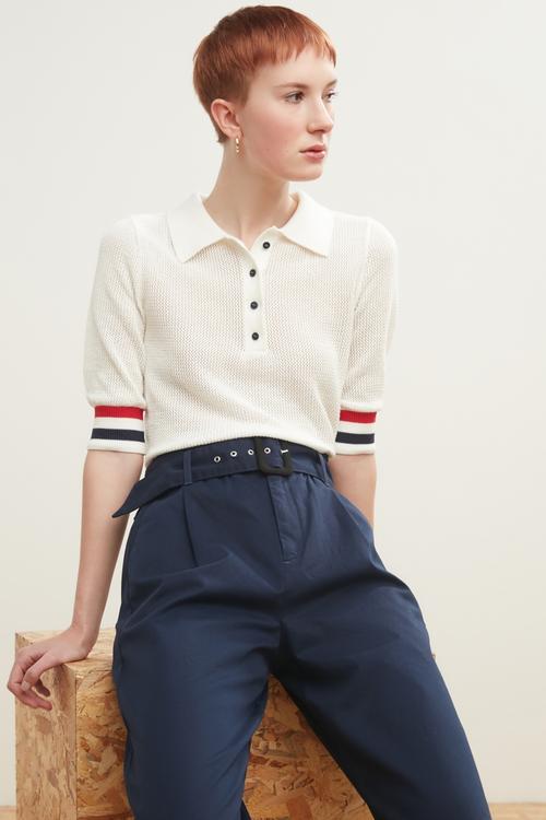  POLO YAKA PAMUK FİLE KAZAK