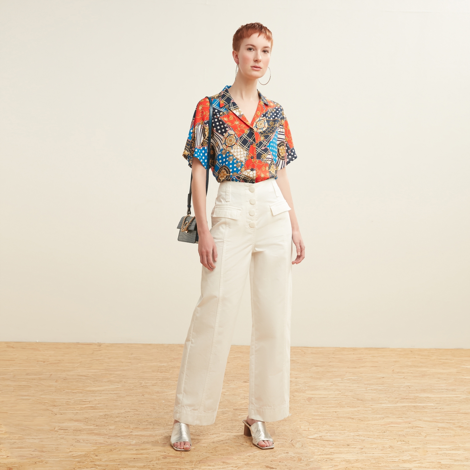 VİSKOZ MARİN DESENLİ REGULAR GÖMLEK