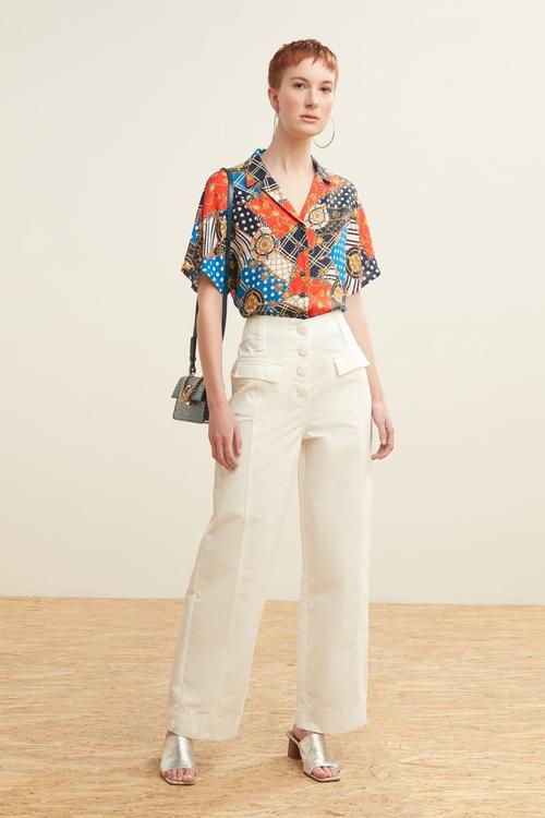  VİSKOZ MARİN DESENLİ REGULAR GÖMLEK