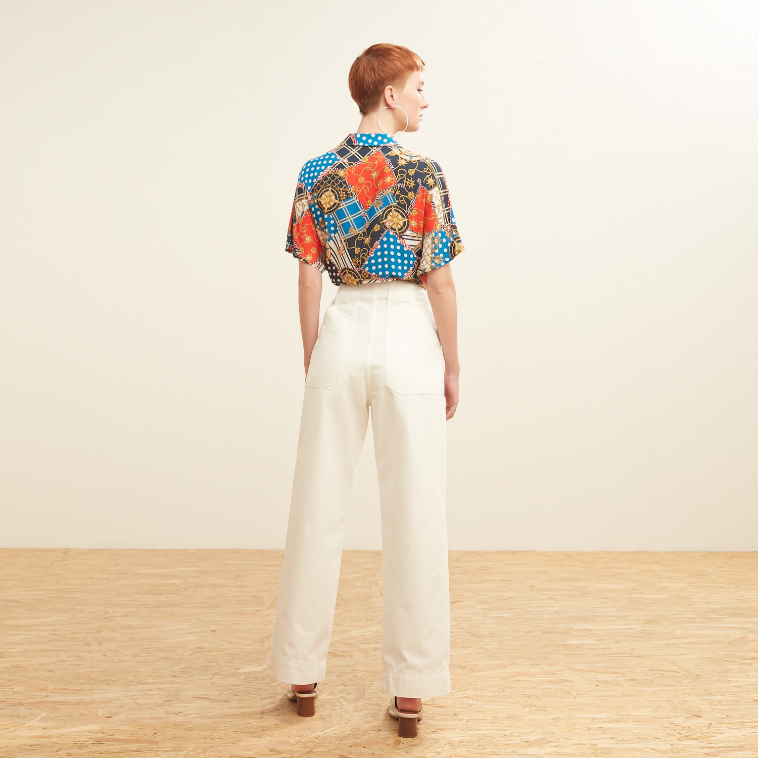 VİSKOZ MARİN DESENLİ REGULAR GÖMLEK