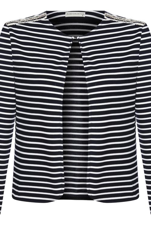  ZİNCİR DETAYLI ÇİZGİLİ CEKET