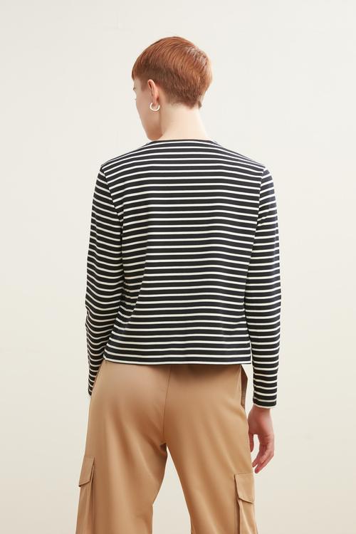  ZİNCİR DETAYLI ÇİZGİLİ CEKET