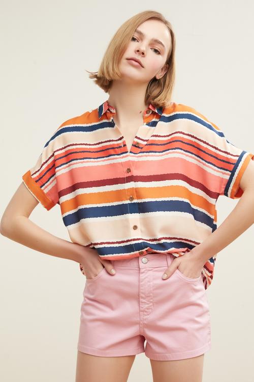  ÇİZGİLİ VİSKOZ GÖMLEK