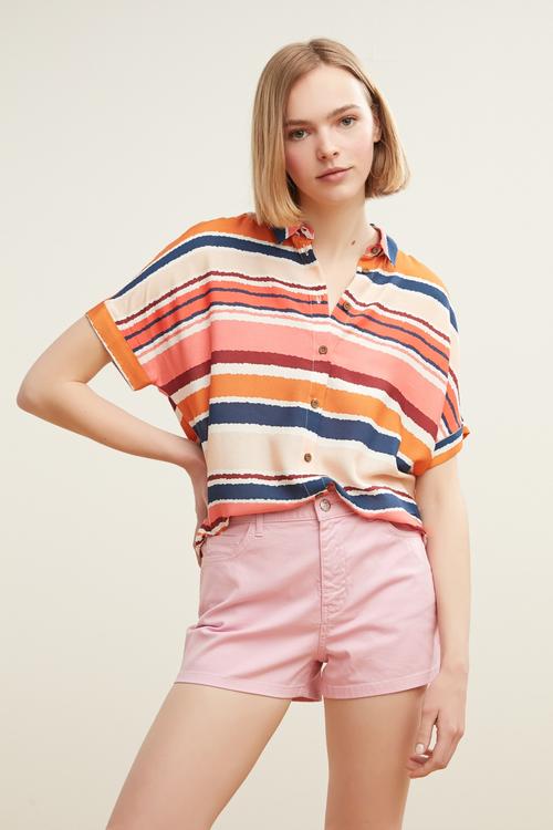  ÇİZGİLİ VİSKOZ GÖMLEK