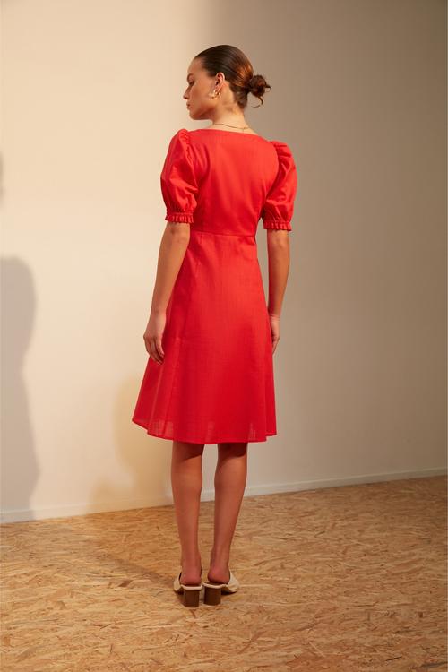  A KESİM KARPUZ KOL PAMUK ELBİSE