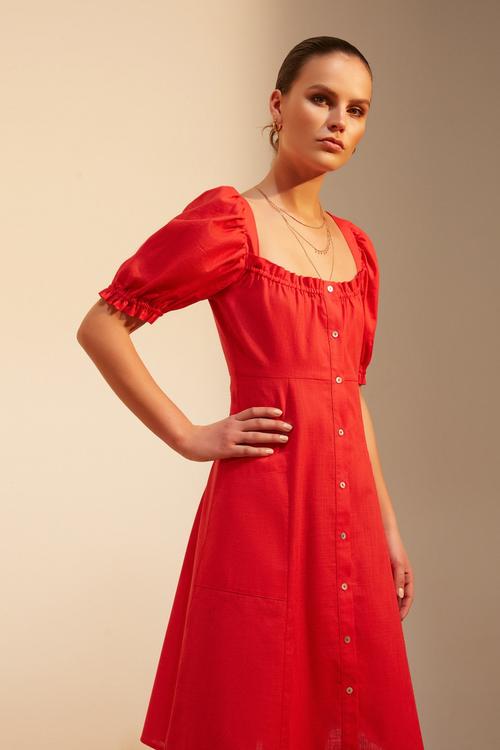  A KESİM KARPUZ KOL PAMUK ELBİSE