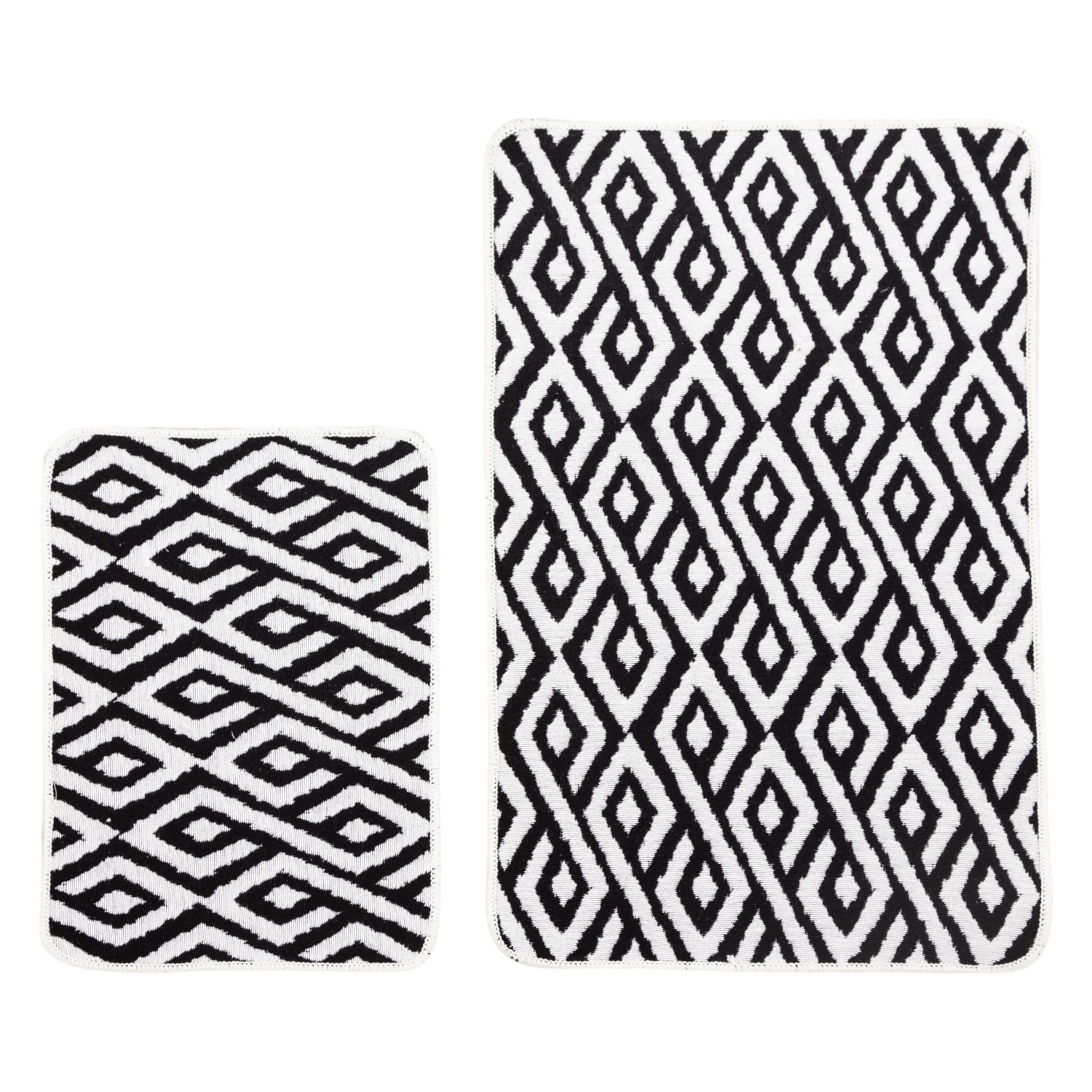 LEHOTA SİYAH BEYAZ 2'Lİ BANYO PASPAS SETİ