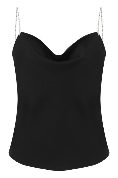  DEGAJE YAKA TAŞ ASKILI BLUZ