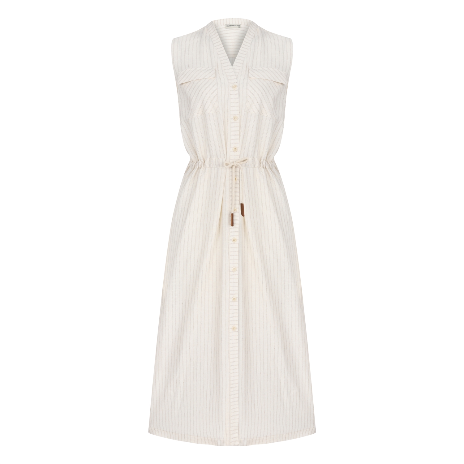 VİSKOZ/KETEN MİDİ ELBİSE