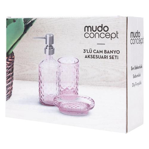  LUCİD 3'LÜ CAM BANYO SETI PEMBE